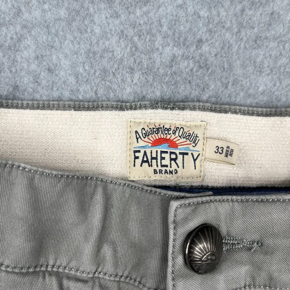 Faherty Shorts Mens 33 Gray Chino Outdoor Stretch Beach Casual Men *31 SEE